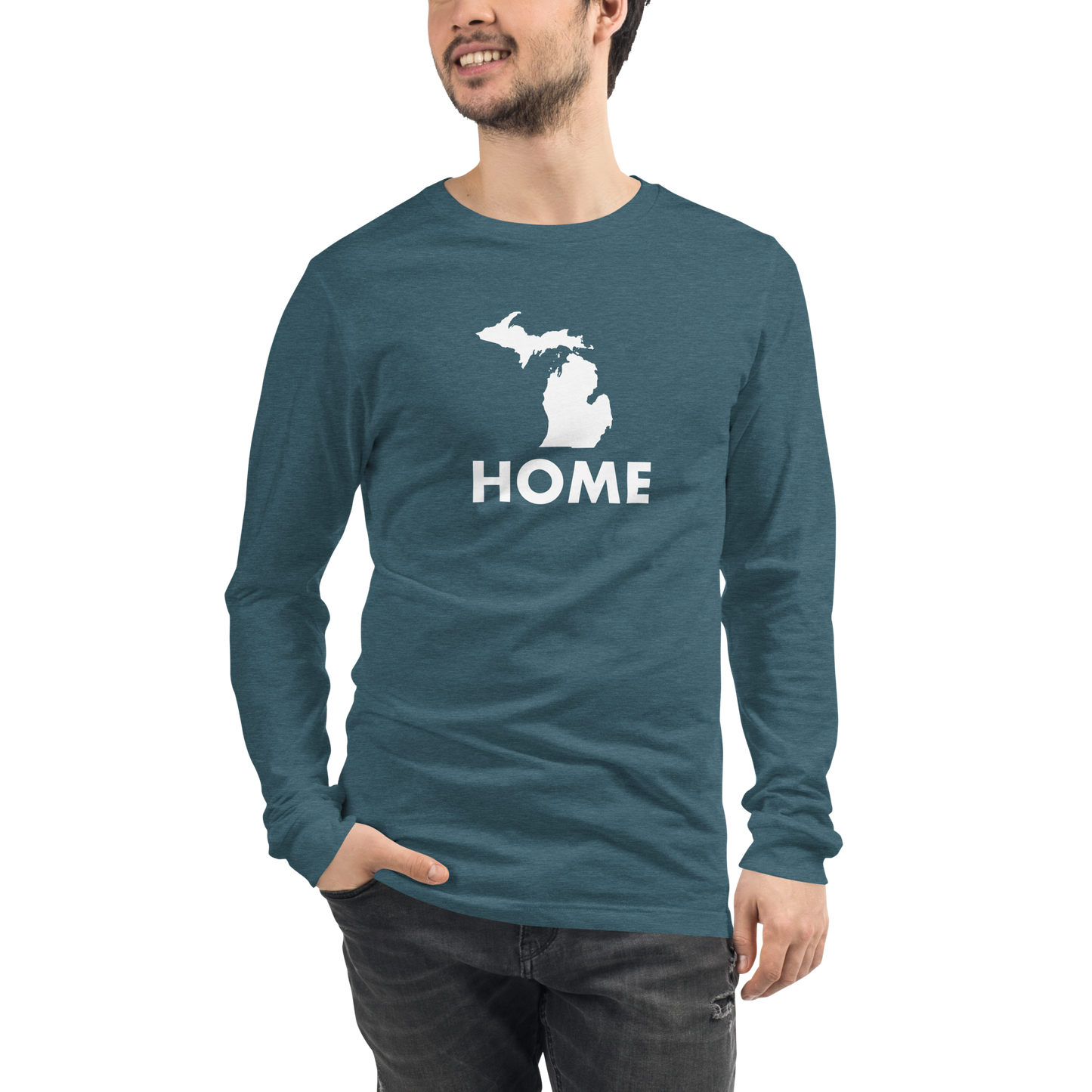 Michigan 'Home' T-Shirt (Geometric Sans Font) | Unisex Long Sleeve