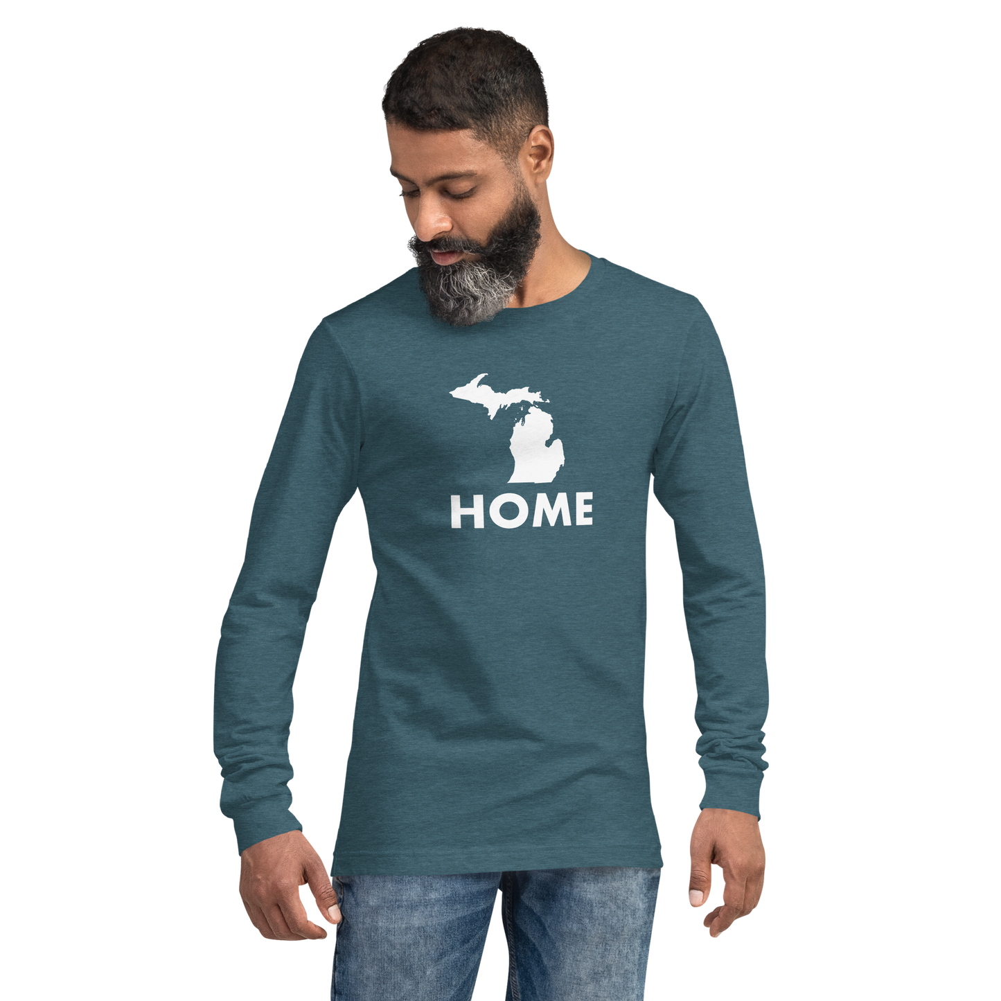 Michigan 'Home' T-Shirt (Geometric Sans Font) | Unisex Long Sleeve