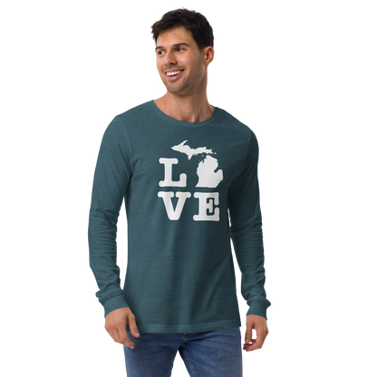 Michigan 'Love' T-Shirt (Typewriter Font) | Unisex Long Sleeve