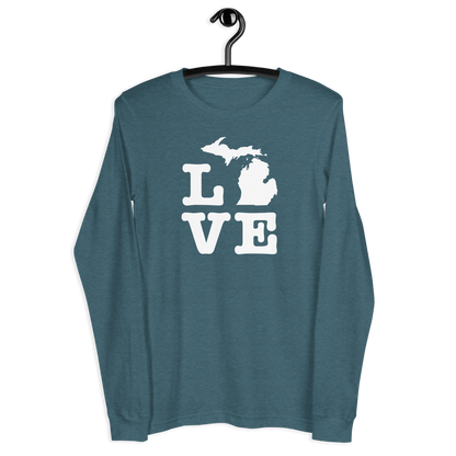 Michigan 'Love' T-Shirt (Typewriter Font) | Unisex Long Sleeve