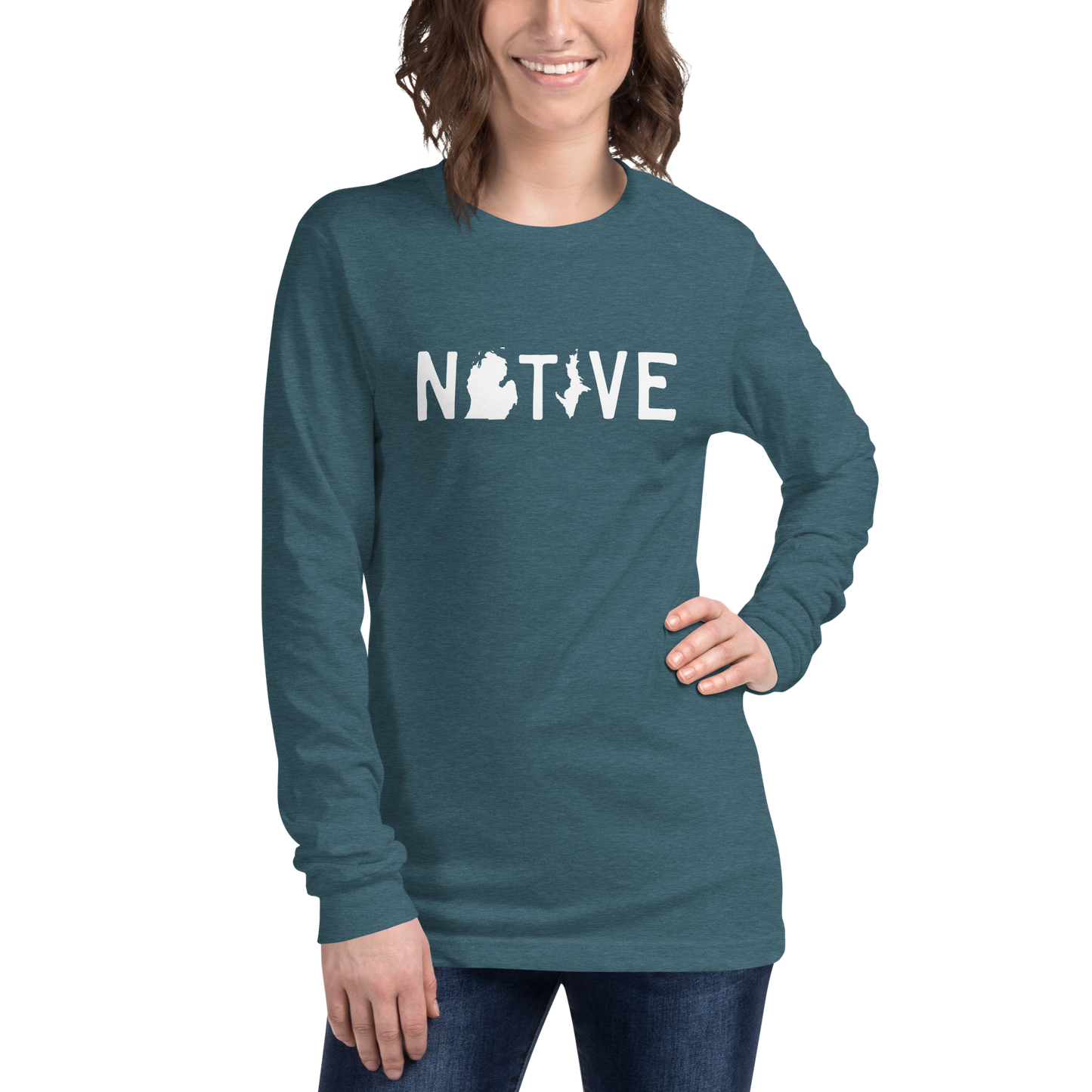 Michigan 'Native' T-Shirt (Licence Plate Font) | Unisex Long Sleeve