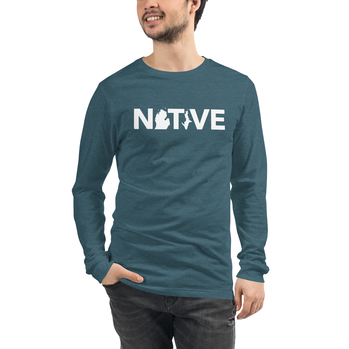 Michigan 'Native' T-Shirt (Geometric Sans Font) | Unisex Long Sleeve