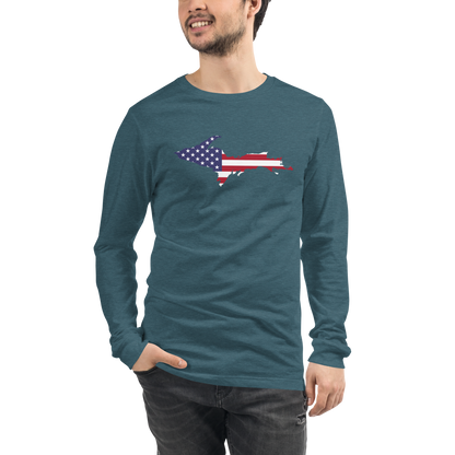 Michigan Upper Peninsula T-Shirt (w/ UP USA Flag Outline) | Unisex Long Sleeve