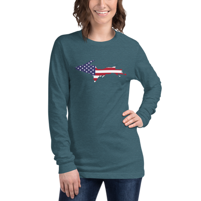 Michigan Upper Peninsula T-Shirt (w/ UP USA Flag Outline) | Unisex Long Sleeve