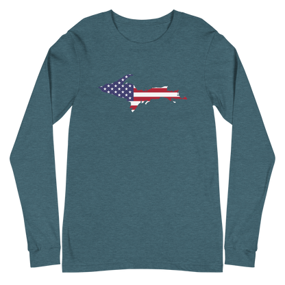 Michigan Upper Peninsula T-Shirt (w/ UP USA Flag Outline) | Unisex Long Sleeve