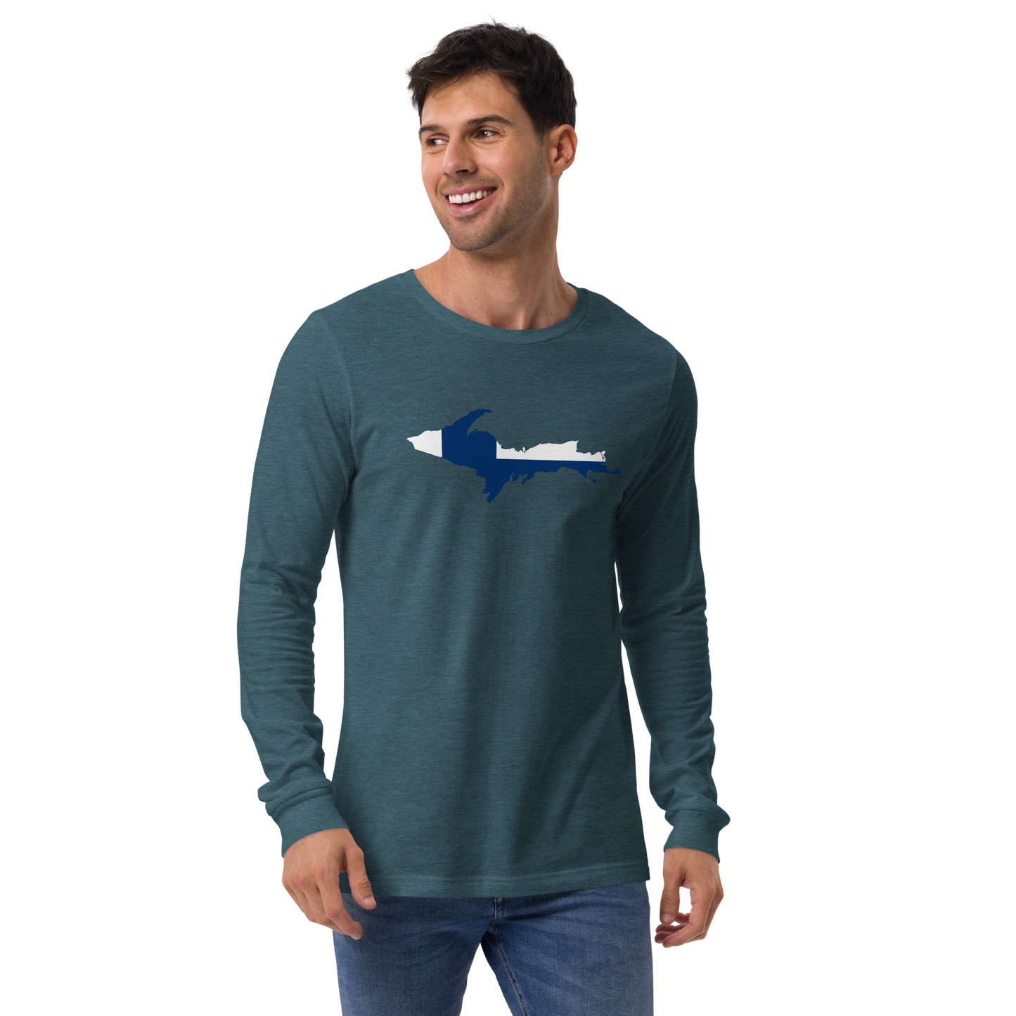 Michigan Upper Peninsula T-Shirt (w/ UP Finland Flag Outline) | Unisex Long Sleeve