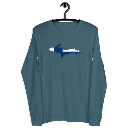 Michigan Upper Peninsula T-Shirt (w/ UP Finland Flag Outline) | Unisex Long Sleeve