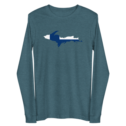 Michigan Upper Peninsula T-Shirt (w/ UP Finland Flag Outline) | Unisex Long Sleeve