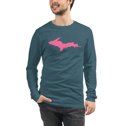 Michigan Upper Peninsula T-Shirt (w/ Pink UP Outline) | Unisex Long Sleeve