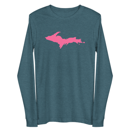 Michigan Upper Peninsula T-Shirt (w/ Pink UP Outline) | Unisex Long Sleeve