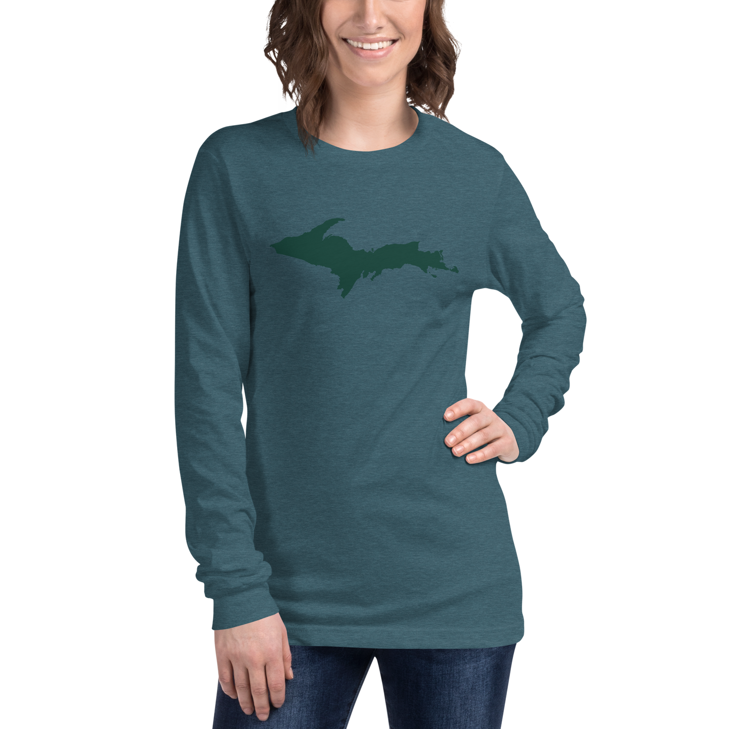 Michigan Upper Peninsula T-Shirt (w/ Green UP Outline) | Unisex Long Sleeve