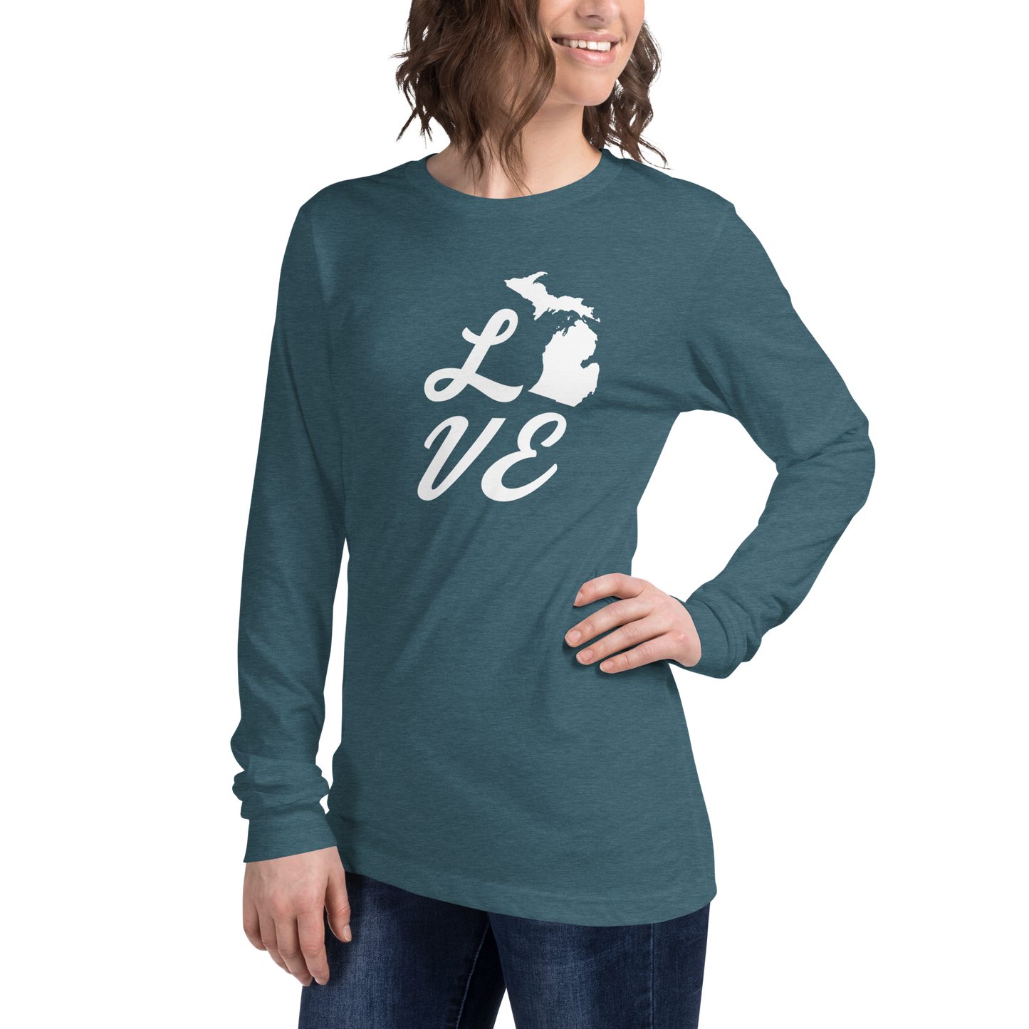 Michigan 'Love' T-Shirt (Retro Script Font) | Unisex Long Sleeve