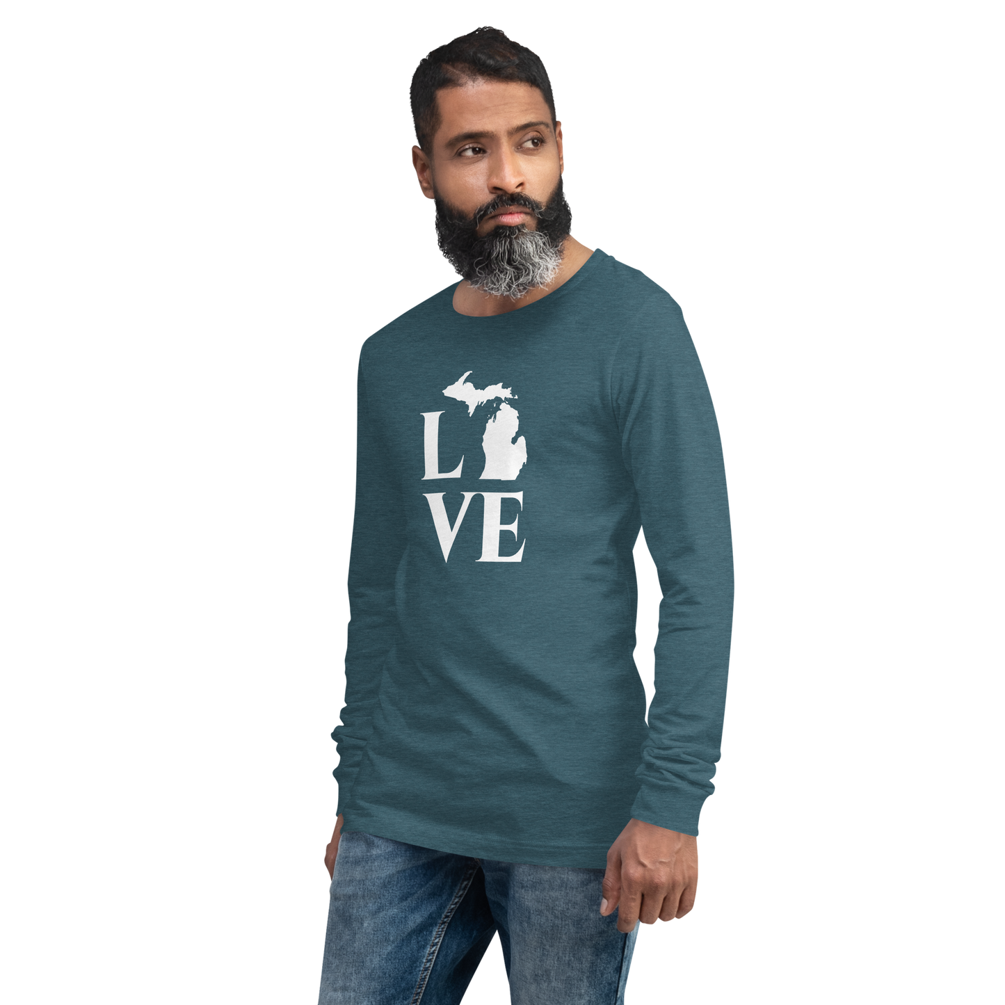 Michigan 'Love' T-Shirt (Roman Serif Font) | Unisex Long Sleeve