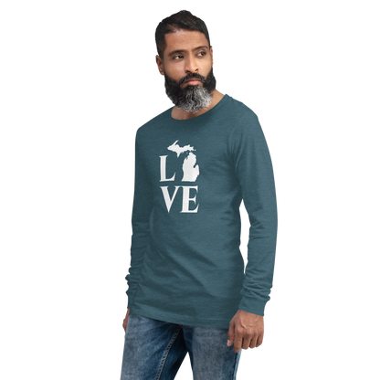 Michigan 'Love' T-Shirt (Roman Serif Font) | Unisex Long Sleeve