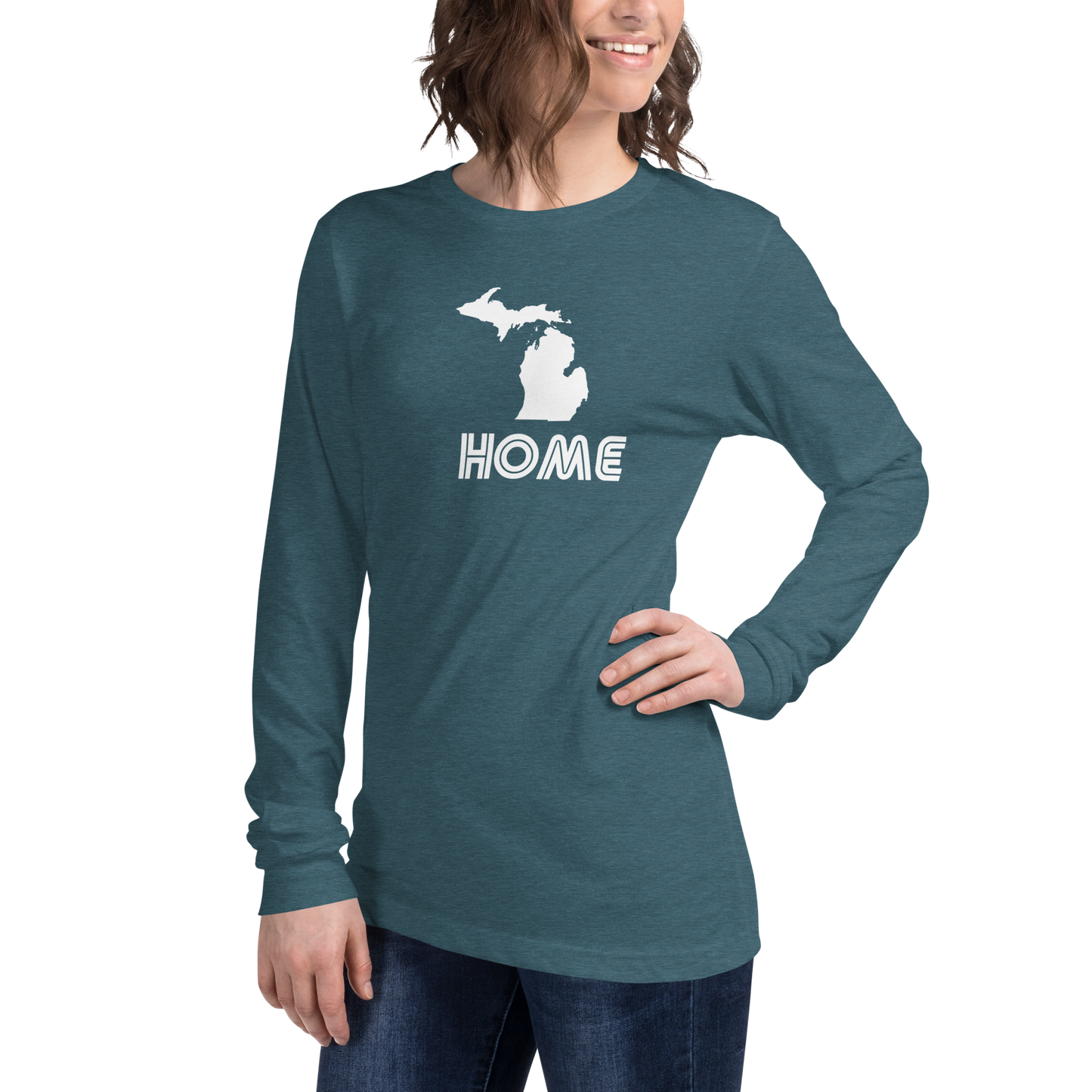 Michigan 'Home' T-Shirt (1970s Audiophile Font) | Unisex Long Sleeve