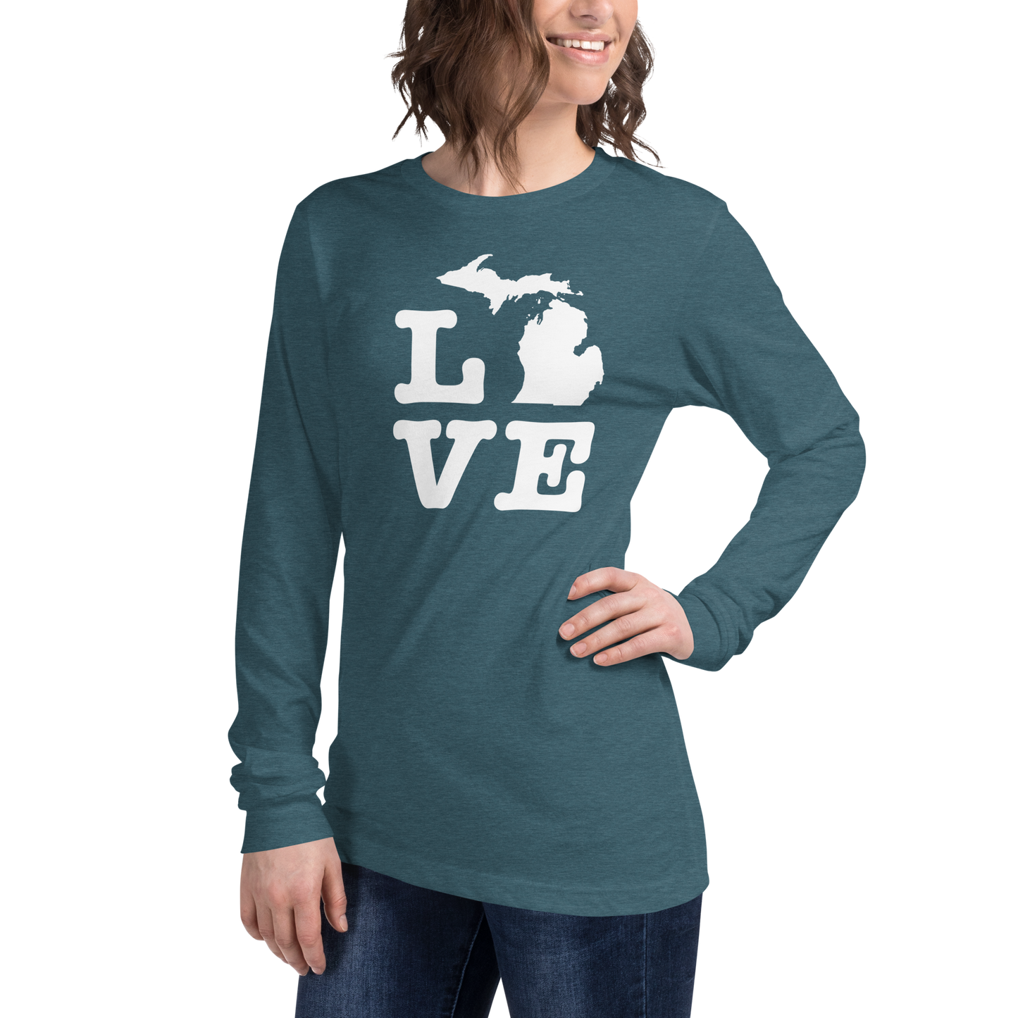 Michigan 'Love' T-Shirt (Typewriter Font) | Unisex Long Sleeve