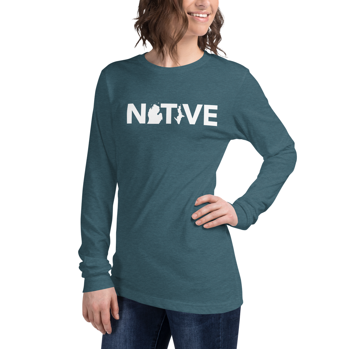 Michigan 'Native' T-Shirt (Geometric Sans Font) | Unisex Long Sleeve