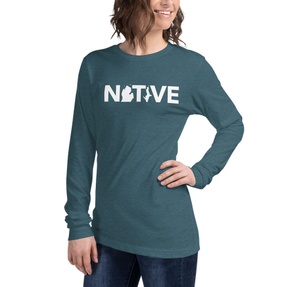 Michigan 'Native' T-Shirt (Geometric Sans Font) | Unisex Long Sleeve