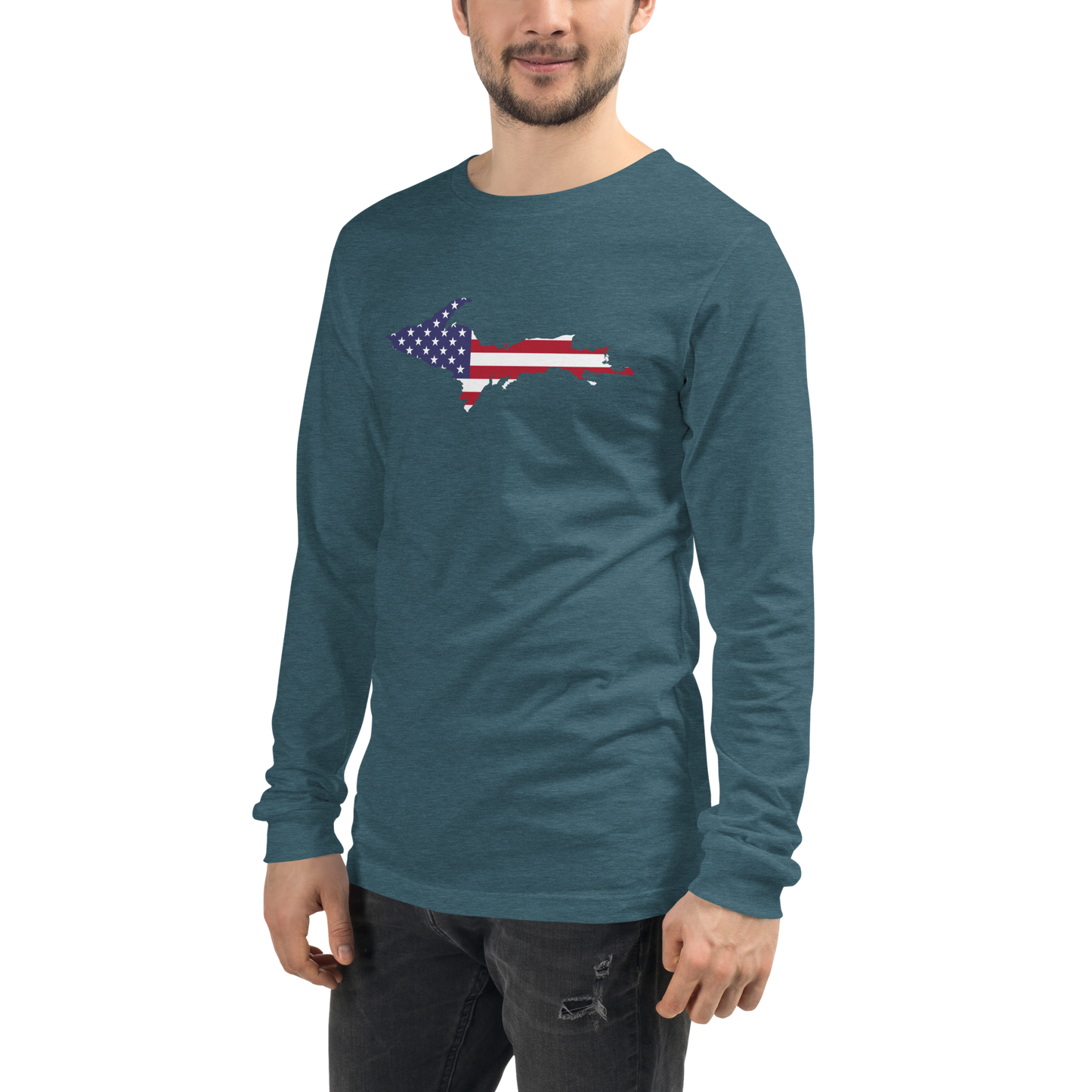 Michigan Upper Peninsula T-Shirt (w/ UP USA Flag Outline) | Unisex Long Sleeve