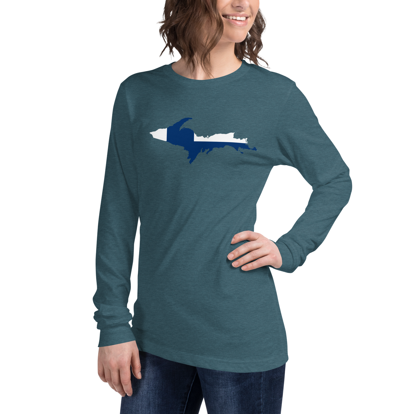 Michigan Upper Peninsula T-Shirt (w/ UP Finland Flag Outline) | Unisex Long Sleeve