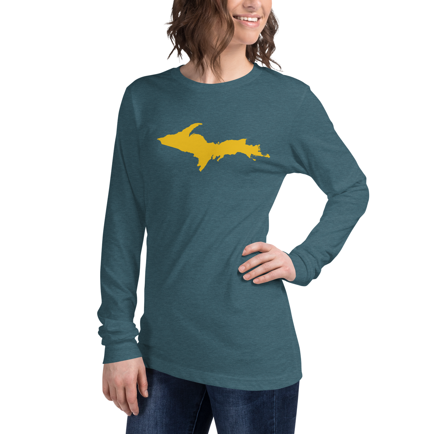 Michigan Upper Peninsula T-Shirt (w/ Gold UP Outline) | Unisex Long Sleeve