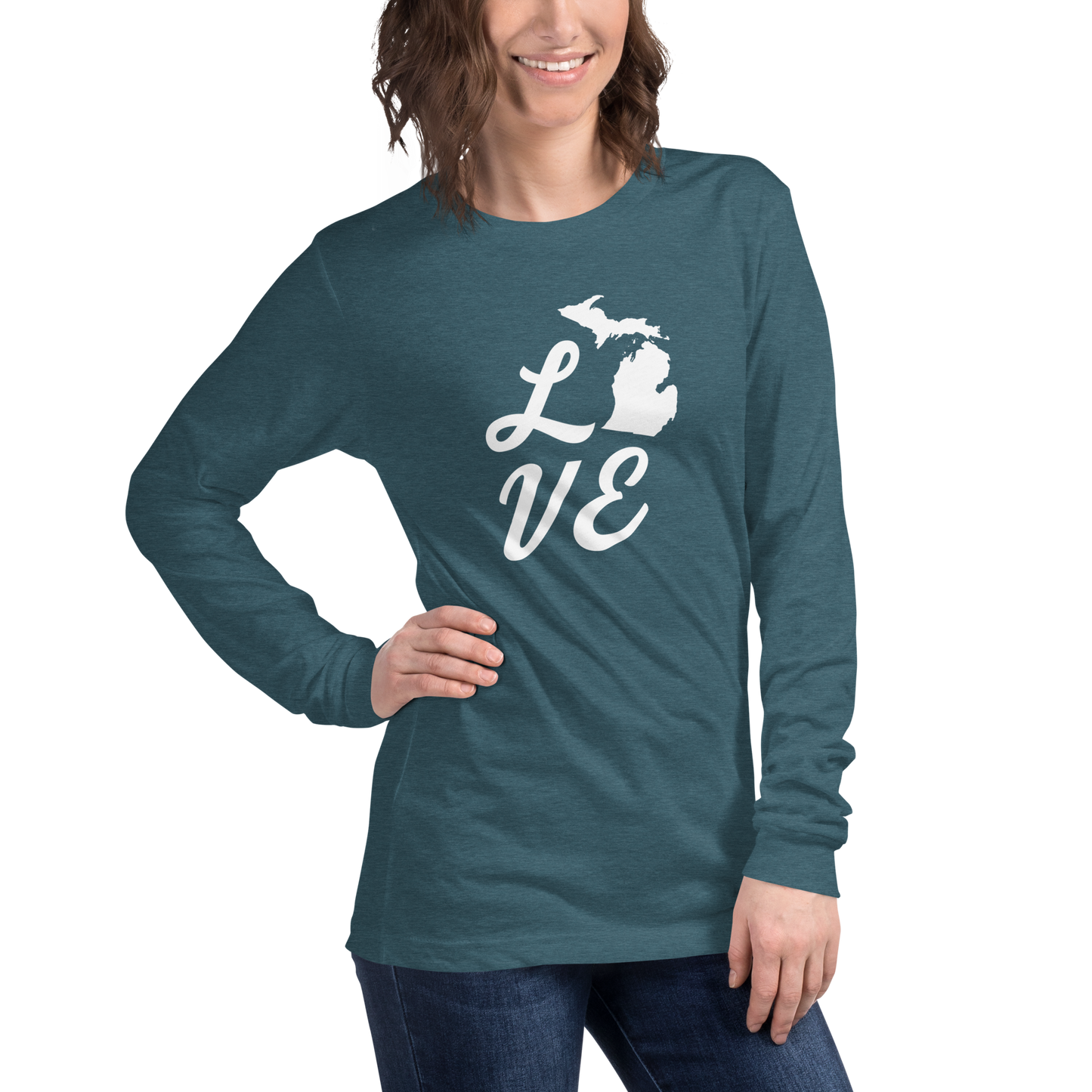 Michigan 'Love' T-Shirt (Retro Script Font) | Unisex Long Sleeve