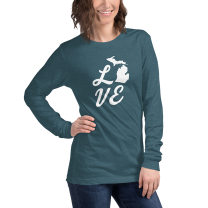 Michigan 'Love' T-Shirt (Retro Script Font) | Unisex Long Sleeve