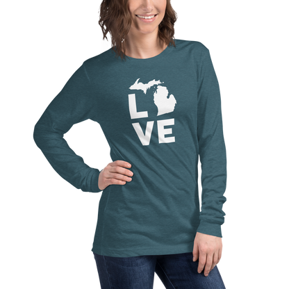 Michigan 'Love' T-Shirt (Geometric Sans Font) | Unisex Long Sleeve