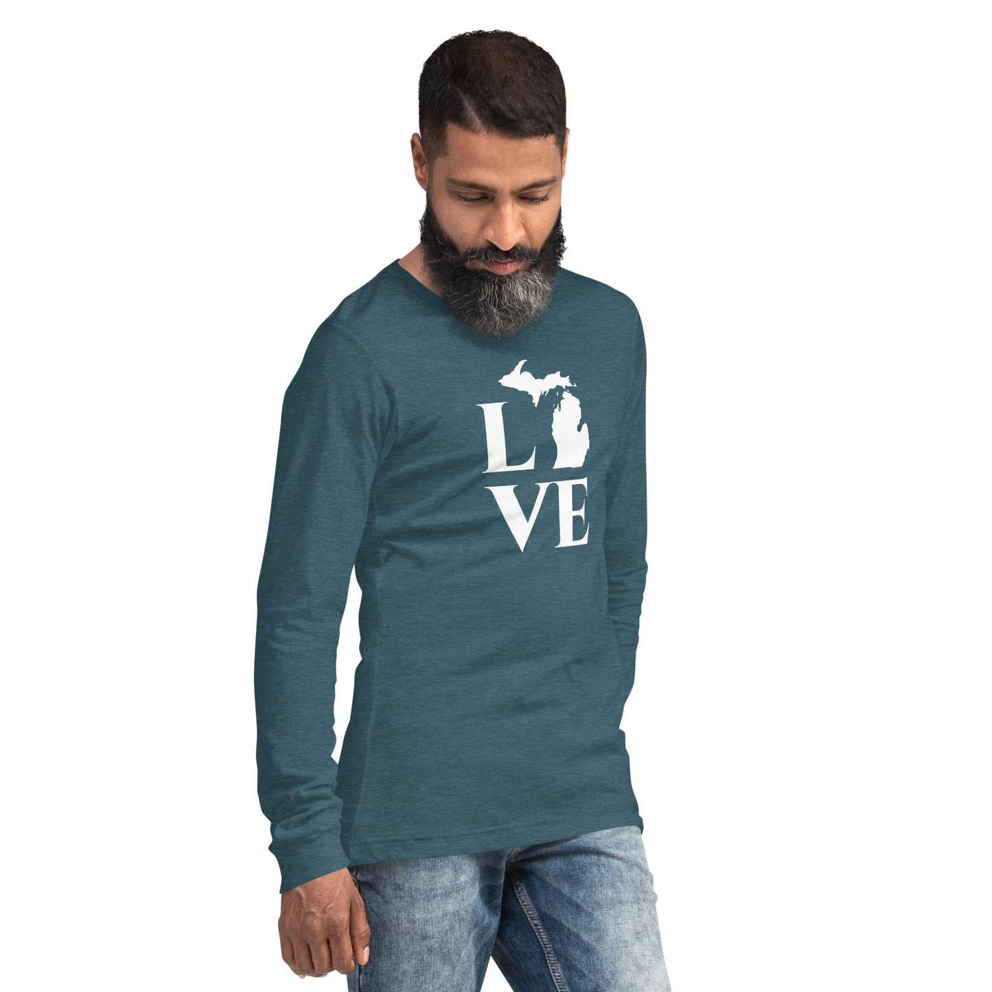 Michigan 'Love' T-Shirt (Roman Serif Font) | Unisex Long Sleeve