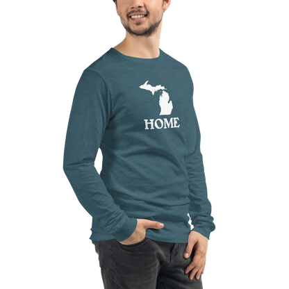 Michigan 'Home' T-Shirt (Woodcut Font) | Unisex Long Sleeve