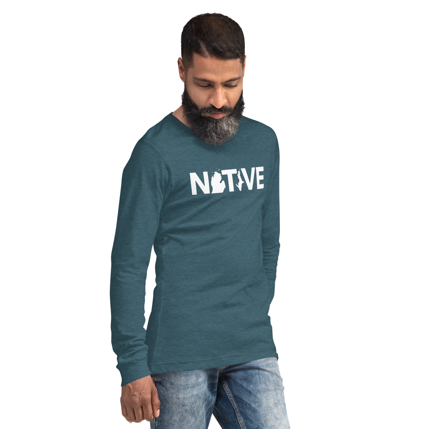 Michigan 'Native' T-Shirt (Geometric Sans Font) | Unisex Long Sleeve