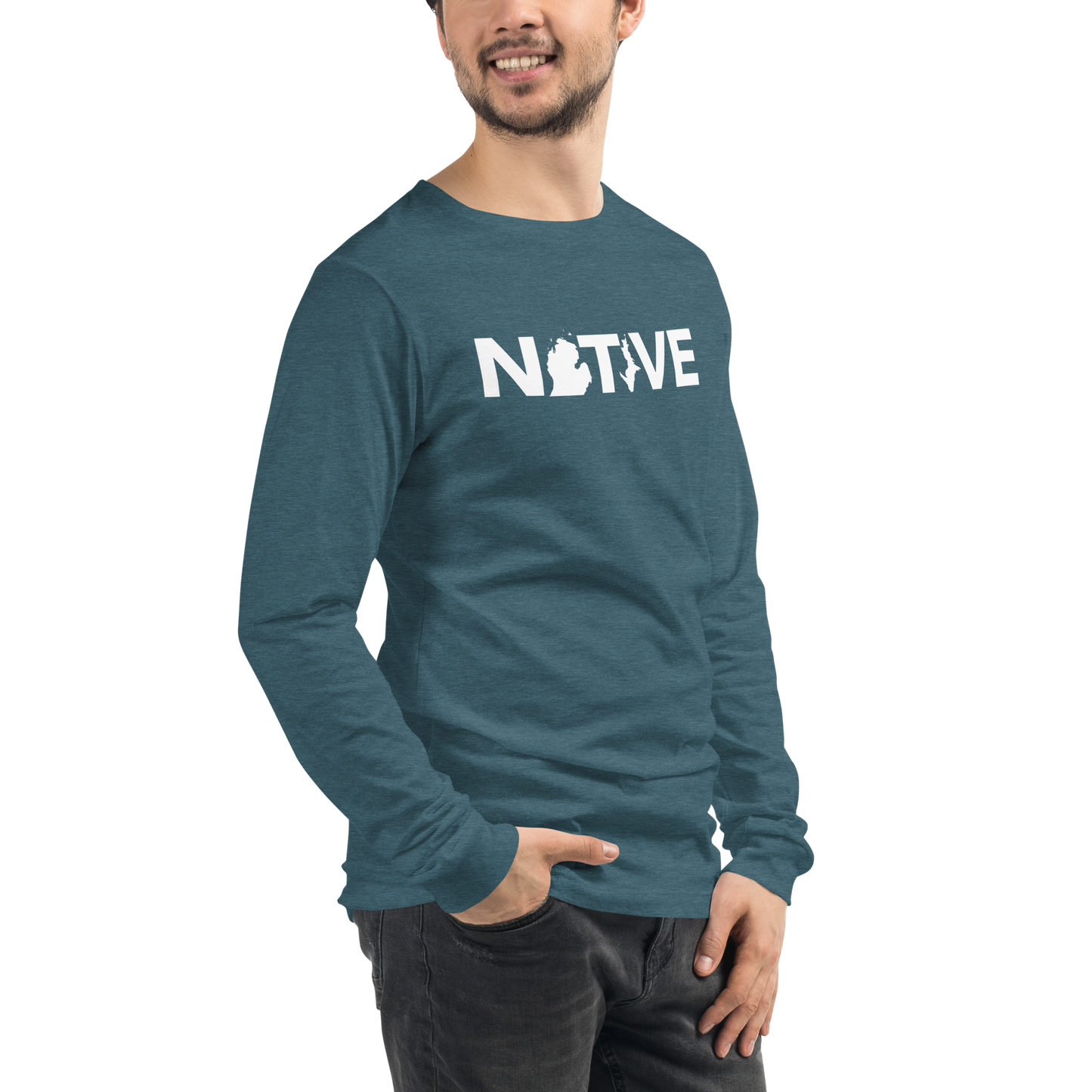 Michigan 'Native' T-Shirt (Geometric Sans Font) | Unisex Long Sleeve