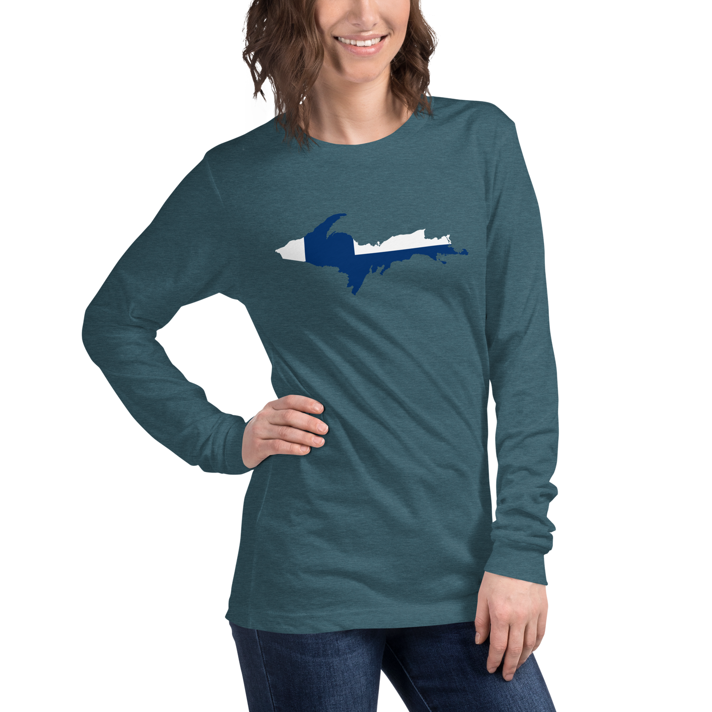 Michigan Upper Peninsula T-Shirt (w/ UP Finland Flag Outline) | Unisex Long Sleeve