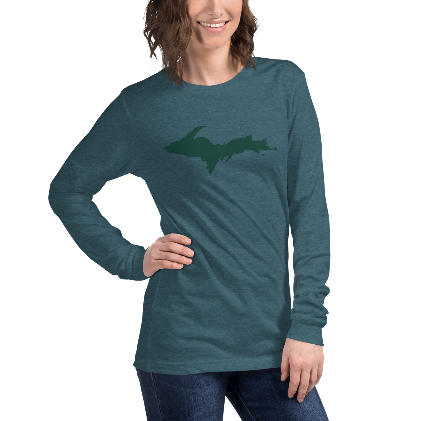 Michigan Upper Peninsula T-Shirt (w/ Green UP Outline) | Unisex Long Sleeve