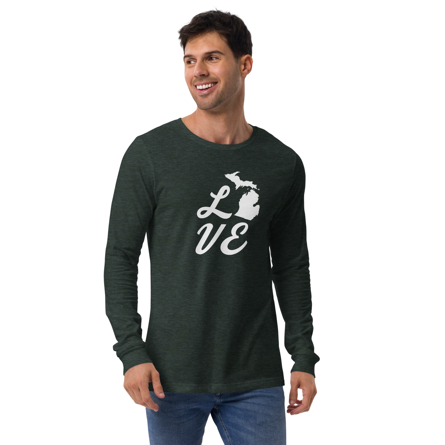 Michigan 'Love' T-Shirt (Retro Script Font) | Unisex Long Sleeve