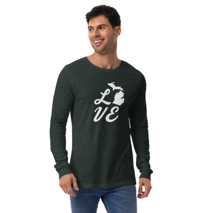 Michigan 'Love' T-Shirt (Retro Script Font) | Unisex Long Sleeve