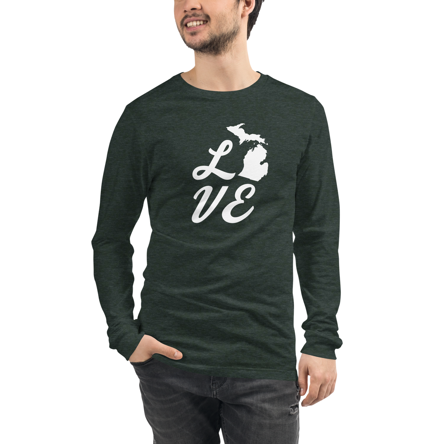 Michigan 'Love' T-Shirt (Retro Script Font) | Unisex Long Sleeve