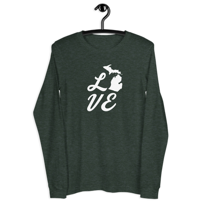 Michigan 'Love' T-Shirt (Retro Script Font) | Unisex Long Sleeve