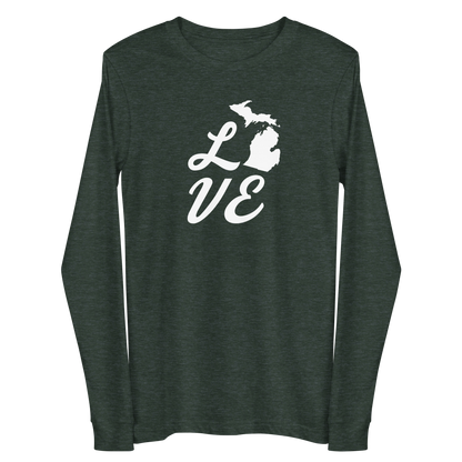 Michigan 'Love' T-Shirt (Retro Script Font) | Unisex Long Sleeve