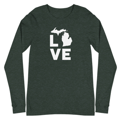 Michigan 'Love' T-Shirt (Geometric Sans Font) | Unisex Long Sleeve