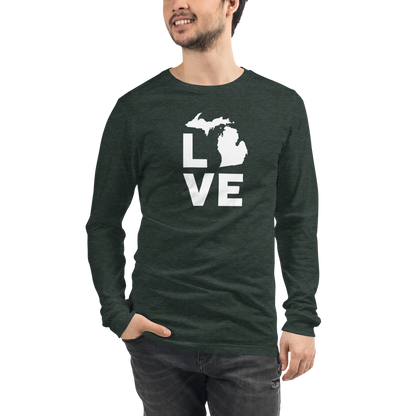 Michigan 'Love' T-Shirt (Geometric Sans Font) | Unisex Long Sleeve