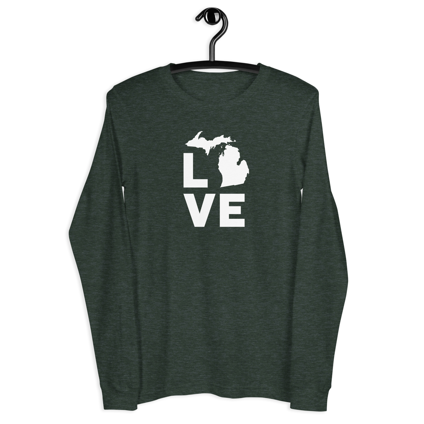 Michigan 'Love' T-Shirt (Geometric Sans Font) | Unisex Long Sleeve