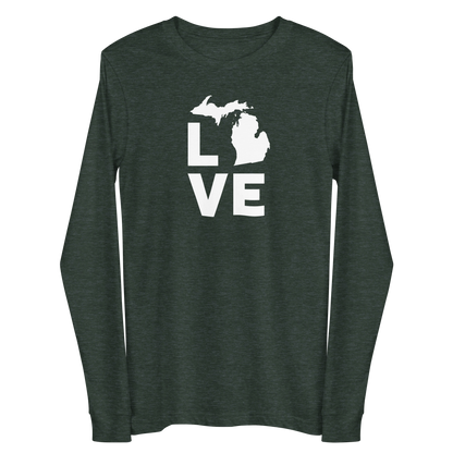 Michigan 'Love' T-Shirt (Geometric Sans Font) | Unisex Long Sleeve