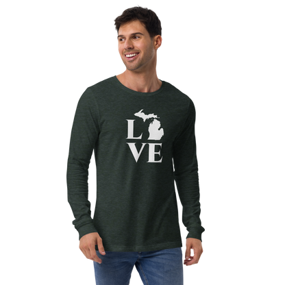 Michigan 'Love' T-Shirt (Roman Serif Font) | Unisex Long Sleeve