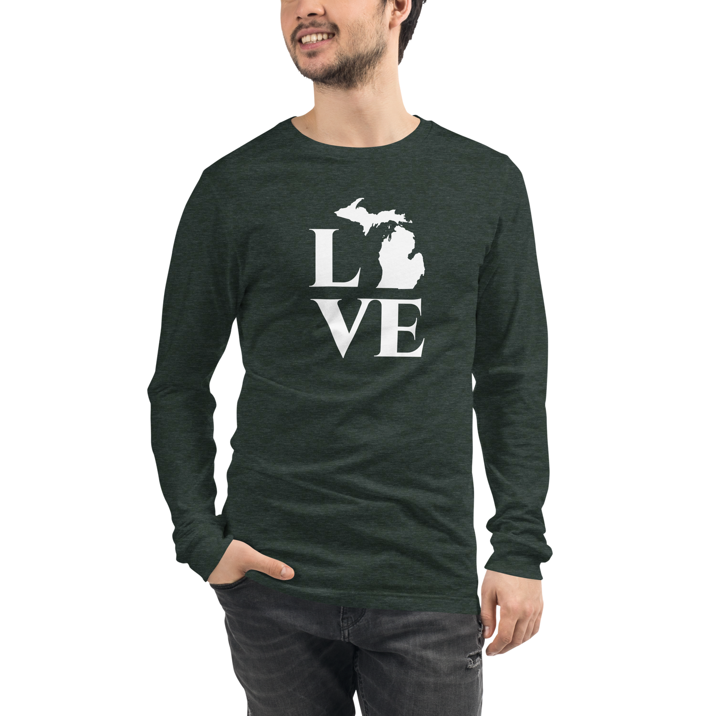 Michigan 'Love' T-Shirt (Roman Serif Font) | Unisex Long Sleeve