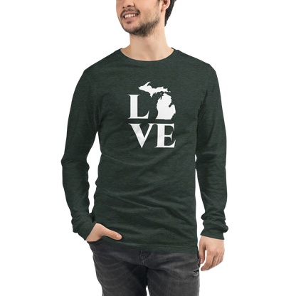 Michigan 'Love' T-Shirt (Roman Serif Font) | Unisex Long Sleeve