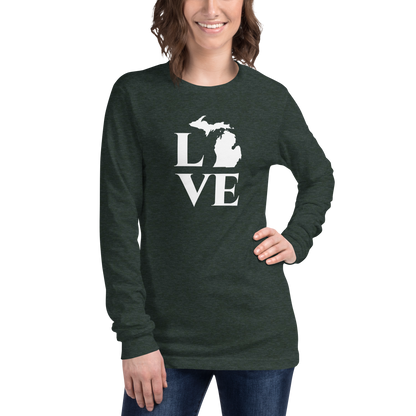 Michigan 'Love' T-Shirt (Roman Serif Font) | Unisex Long Sleeve