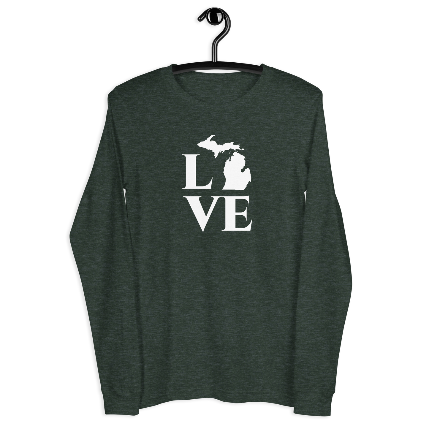 Michigan 'Love' T-Shirt (Roman Serif Font) | Unisex Long Sleeve