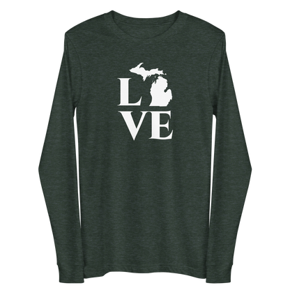 Michigan 'Love' T-Shirt (Roman Serif Font) | Unisex Long Sleeve