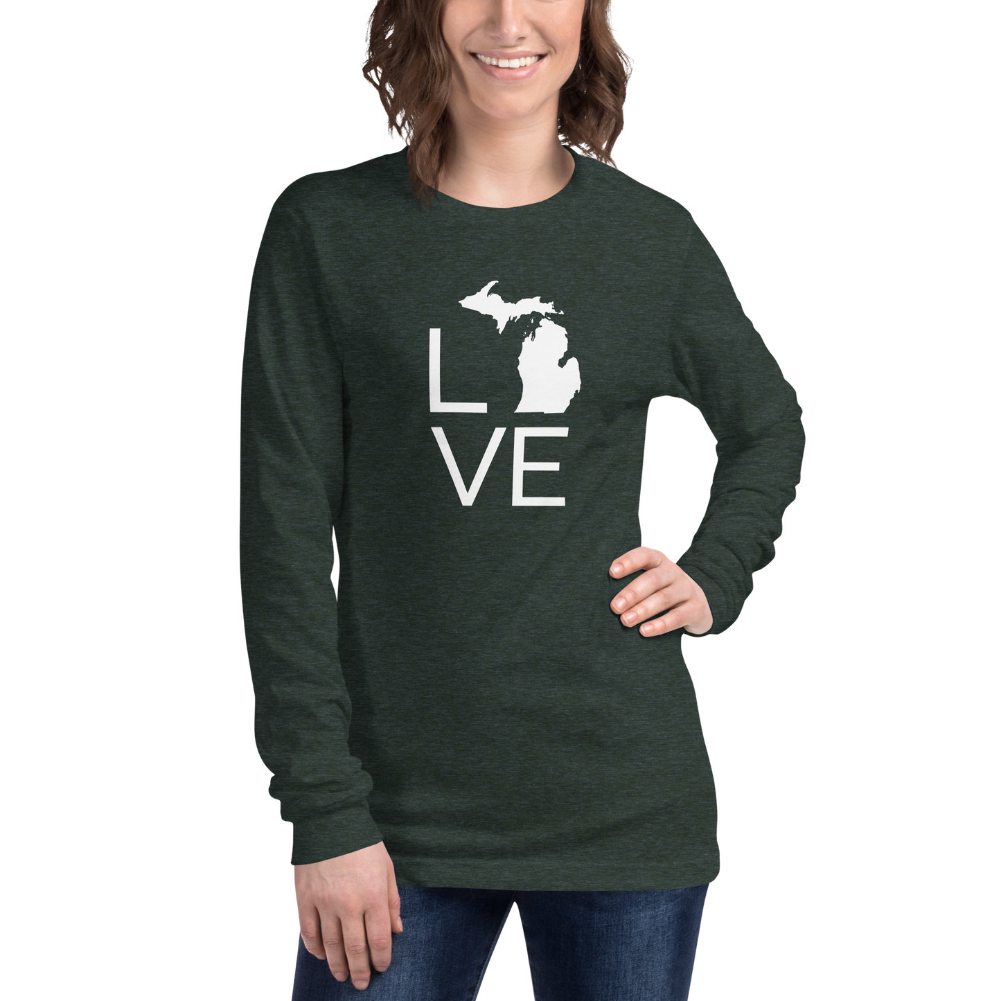 Michigan 'Love' T-Shirt (Thin Sans Font) | Unisex Long Sleeve